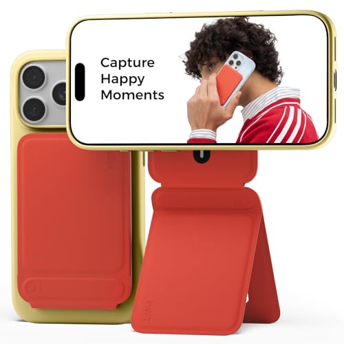 MOFT Phone Tripod Stand Selfie Stick for iPhone, Multi-Angles iPhone Stand, Lightweight & Portable Phone Holder, Strong Magnets, MOVAS Vegan Leather, Travel Essentials, Sunset (Without Card