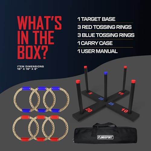 image for FLINGSPORT Ring Toss Game, Incl. 6 Rings, Case, Valentines Day Gifts f