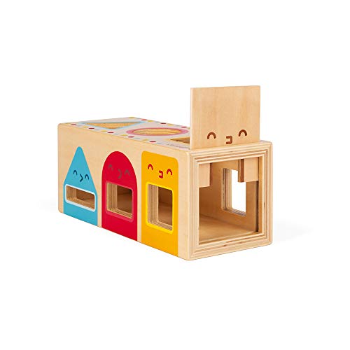 Janod - Geometric Shape Box (Wood) - Wooden Early-Learning Toy - Educational Game - Fine Motor Skills - 12 Months - J05330