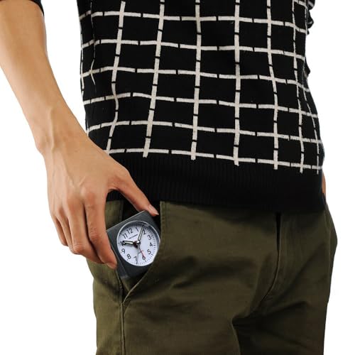 Image of Peakeep Ultra Small, Battery Travel Alarm Clock with Snooze and Light | Silent No Ticking Analog Quartz Clock (Black)