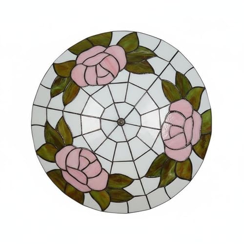Plafonnier fleur en verre motif vitrail blanc 50cm pour illuminer vos moments en famille
