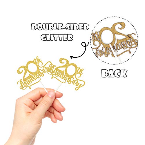 24Pcs Gold Glitter 20Th Anniversary Cupcake Topper Happy 20Th Cheers To 20 Years Cupcake Topper 20Th Birthday Wedding Anniversary Party Decoration Suppliers #TOP3