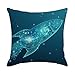 Epinki Coussin Housse 45x45, Housse Coussin Fusée Étoile Ciel Housse Oreiller en Lin (Bleu, 1 Pièces)