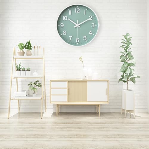 Image of HZDHCLH Green Wall Clocks Battery Operated,12 inch Silent Non Ticking Modern Wall Clock for Living Room Bedroom Kitchen Office Classroom Decor