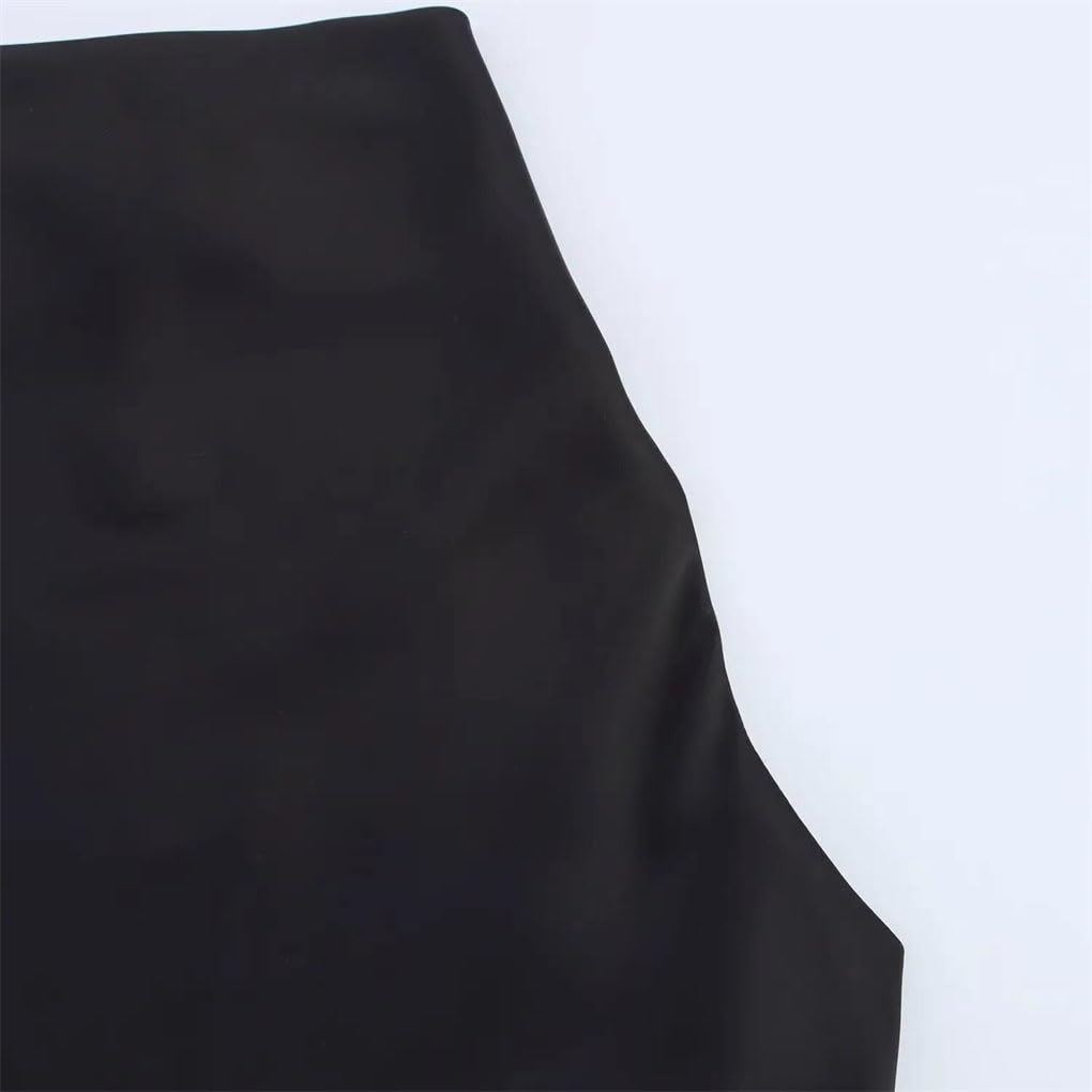 Vestido de fiesta de satén para mujer, sin mangas, sin mangas, ajustado, corto, corto