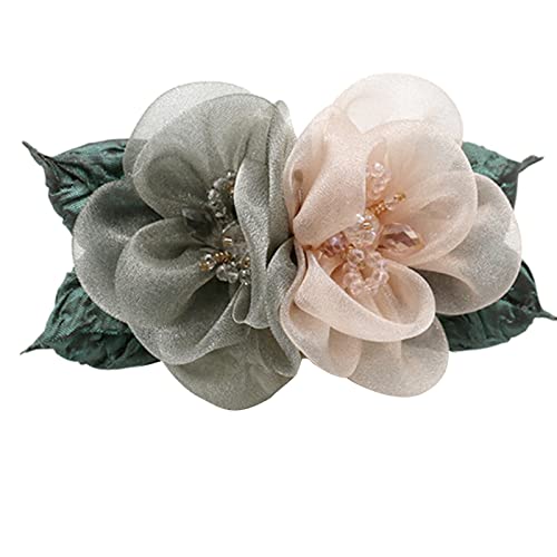 Pinza para el pelo de flores de organza para mujer, elegante pinza de pelo de flores de tela, accesorios para el cabello, soporte para cola de caballo, pasadores de pelo de flor de organza