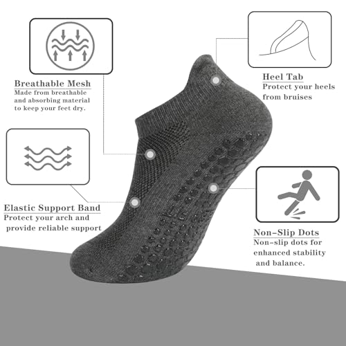 Image of loudashuaiqi Grip Pilates Socks Non Slip Athletic Yoga Socks with Grips for Women Grippy socks for Hospital Workout Barre