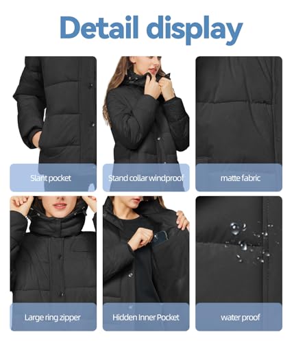 TRATENBY Women's Winter Thicken Puffer Coat Warm Jackets Parka With Detachable Hood Waterproof4