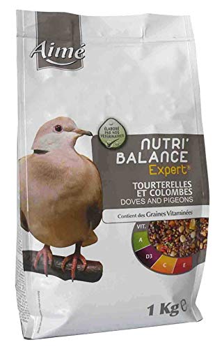 AIME Nourriture pour Tourterelles et Colombes, Nutri'Balance Expert, Menu expert pour Tourterelles, Sac de 1 Kg