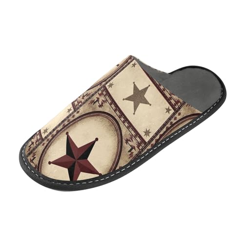 ODAWA Rustic Texas Star Women House Shoes Slippers Memory Foam Plush Slip On House Shoes Size 4-52