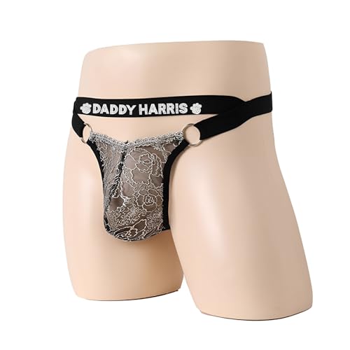 Custom Mens Sexy Thongs with Rhinestone Letters, Personalized Gifts with Name or Phrases, Exotic Lace Panties for Men3