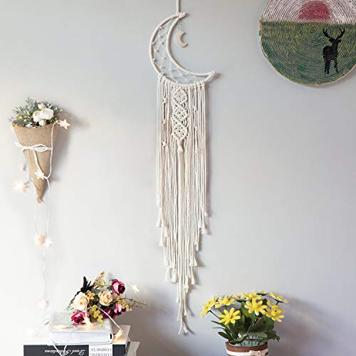 Treebud Macrame Dream Catcher Handmade Woven Wall Hanging Decoration Boho Home Decor For Kids Room Wedding Ornament Craft Gift (Moon) #TOP4