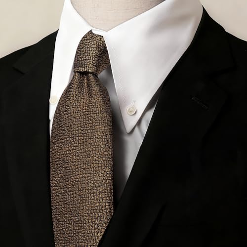 Image of Barry.Wang Skinny Ties for Men Cashmere Wool Blend Necktie with Tie Clip | Tie and Tie Clip Set, Cashmere Wool Blend, Textured Woven Stripe, 2.76 x 63 Inches, Extra Long Slim, Wedding Work Winter
