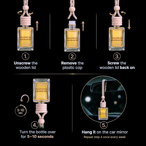 Image of Valencio Luxury Car Perfume Arabian Mist - Saffron & Rose Hanging Diffuser | Fragrance Inspired by Body Perfumes | Oud-Inspired Car Scent | Essential Oils | Up to 45 Days