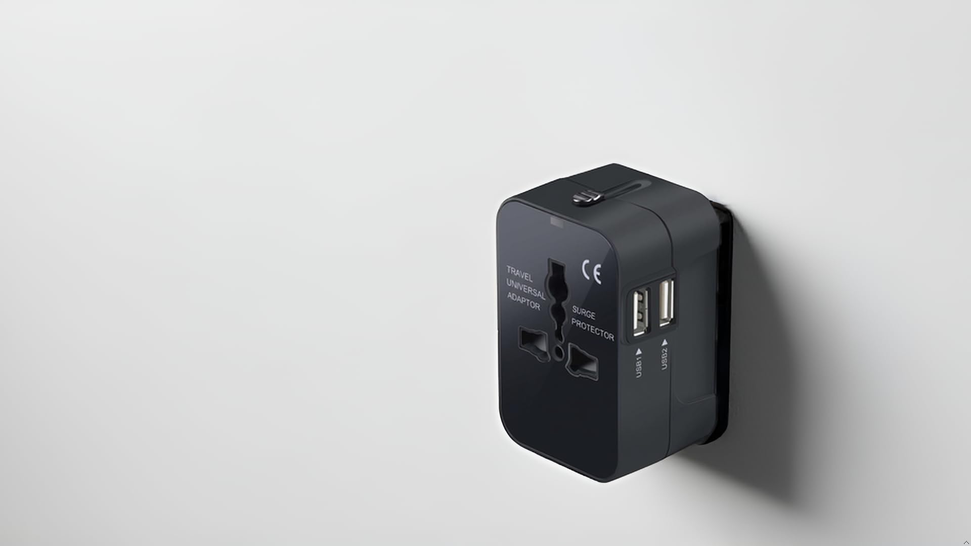 Travel Universal Adaptor with Dual USB Ports and Surge Protector | Dual USB Charging, Surge Protection, Worldwide Compatible, Compact Design, Wall Mount-image-8