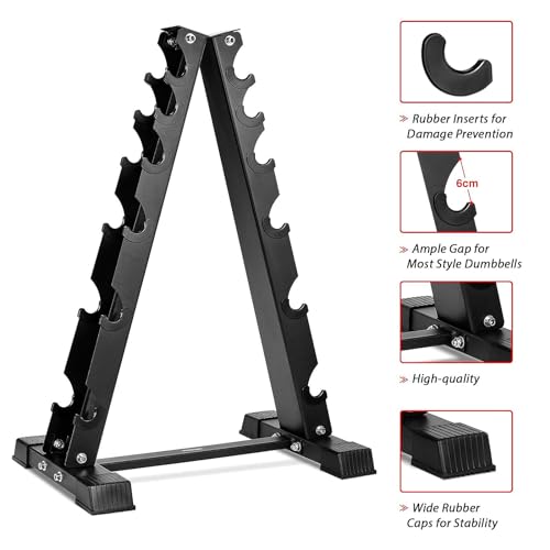 AKYEN A-Frame Dumbbell Rack Stand Only, 6 Tier Weight Rack for Dumbbells (800 Pounds Weight Capacity, 2022 Version)