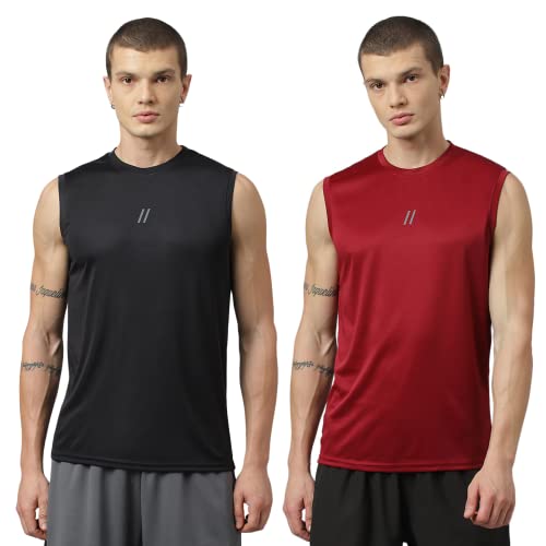 Image of ATICX Men's Polyester Sports Sleeveless T Shirt - Gym Vest, Workout Sando, Training Tank Top, Cut Sleeves Quick Dry Tee for Running, Swimming, Badminton, Fitness & Sports