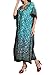 Miss Lavish London Long Kaftan Dress for Women - Summer Printed Plus Size Maxi Caftan, Beach Cover Up, Swimwear Coverup, Resort Wear, Lounge Party Dress, Hawaii Vacation Outfit- Teal- 2XL