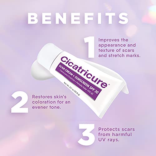Cicatricure Scar Cream & Spf 30 Sunscreen, Daily Skin Lotion To Help Fade Old & New Scars, Hydrating Formula To Improve Skin Tone, 0.7 Ounce #TOP1