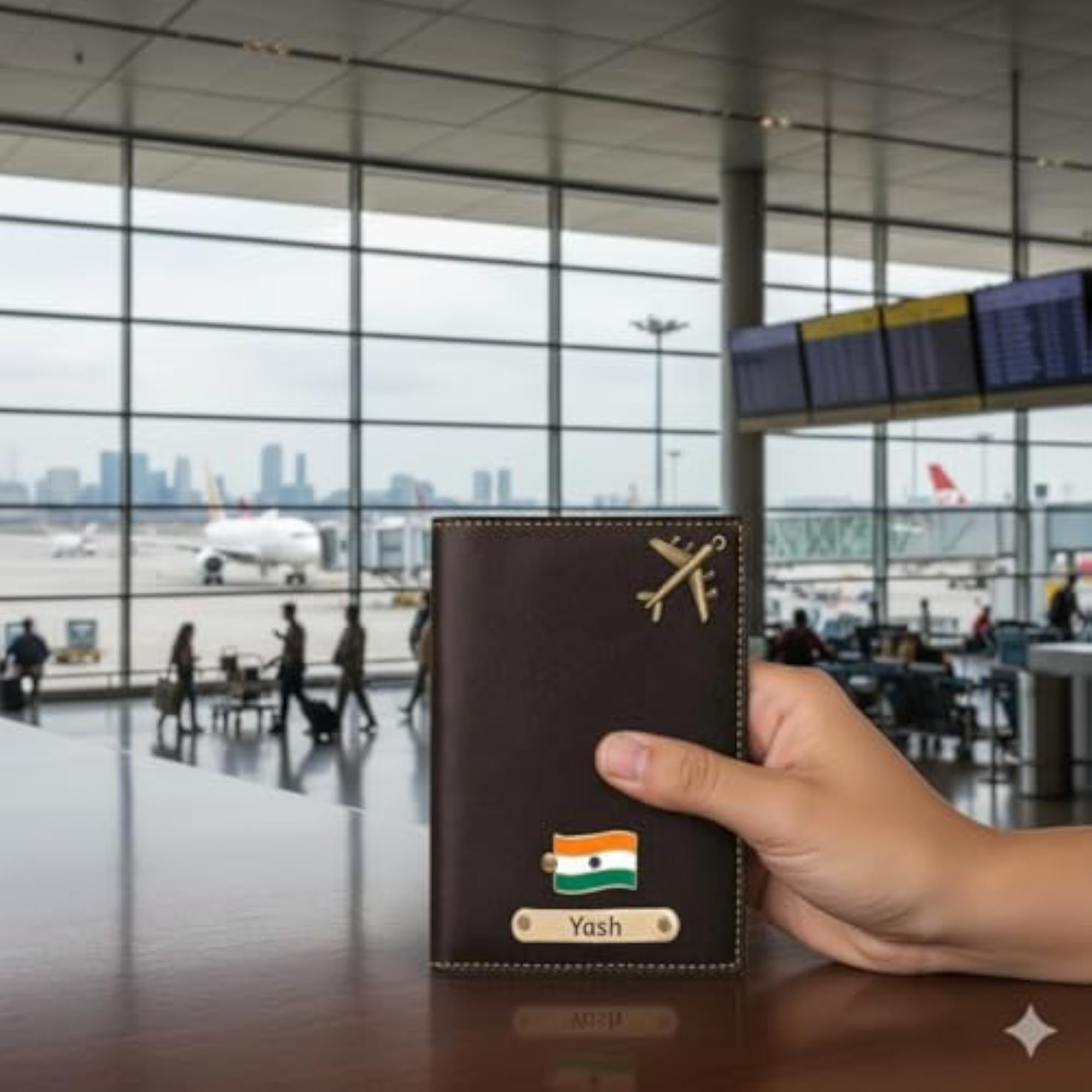 Personalised PU Leather Passport Cover with Name, Unisex Travel Wallet