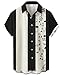 Gwnnb Music Bowling Shirts for Men Note Print Short Sleeve Regular Fit Hawaiian Casual Button Down Beach Shirts