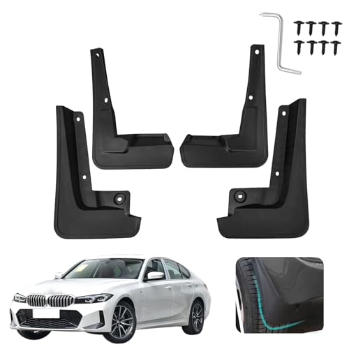 Image of Custom Fit for Mud Flaps 2019-2024 2025 2026 BMW 3-Series 330i / 330i xDrive / M340i / M340i xDrive Mud Splash Guard Front and Rear 4-PC Set