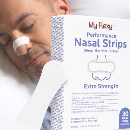 Image of Nasal Strips - Extra Strength, White - Nasal Strips for Snoring. Relieve Snoring and Breathe Easier. Nose Strips Snoring Solution for Better Breathing & Drug-Free Nasal Congestion, Deviated Septum