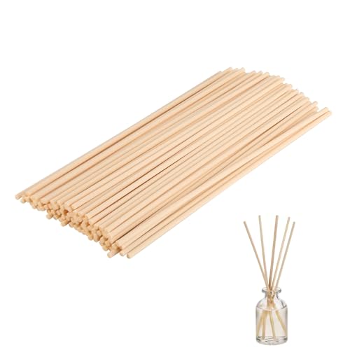 Admygo 50pcs Reed Diffuser Sticks 7.8 Inch Rattan Wood Sticks Diffuser Refills Thick Room Diffuser Sticks for Essential Oil Fibre Reeds for Diffusers Replacements for Home Office (Natural)
