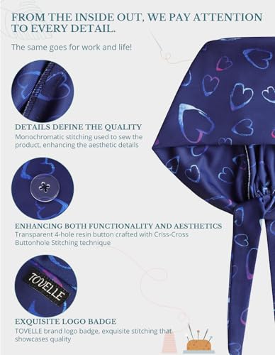 Image of Scrub Caps for Women with Buttons, Classic Surgical Caps