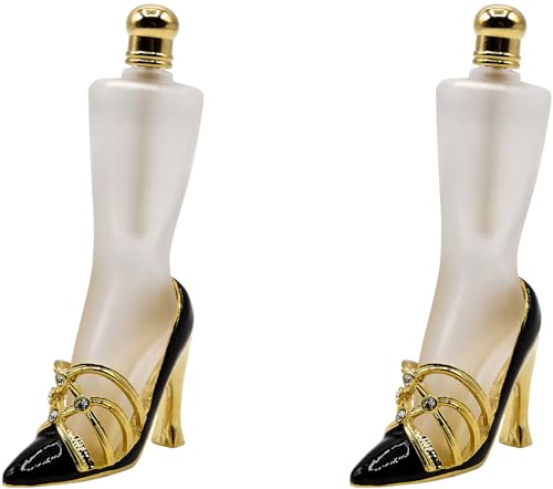 Stephanie Imports Set of 2 Vintage Stiletto Shaped Refillable Perfume Bottles (Black & Gold)