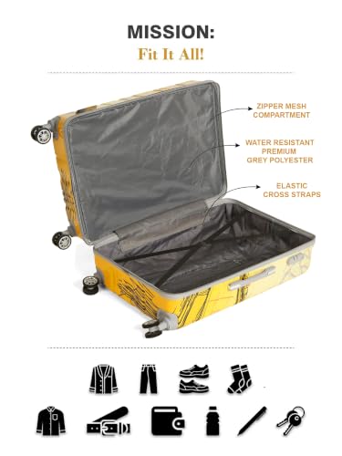 Image of Teakwood Premium Polypropylene Hard Case Printed Trolley Bag, Lightweight Unbreakable Luggage, 360 Dual Spinner Wheels, Side Combination Lock, Smooth Glide,Yellow, Medium