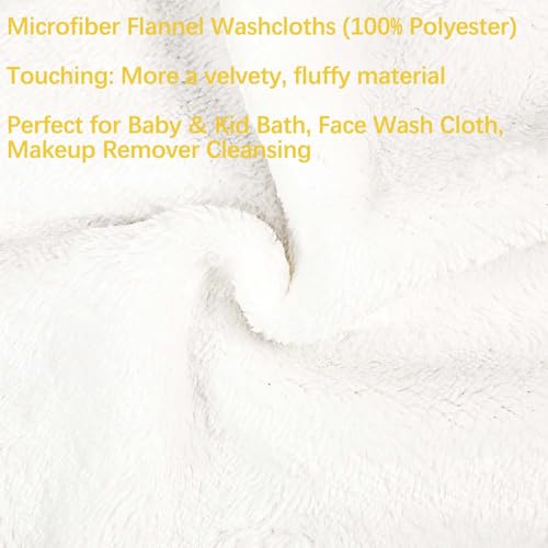 PHOGARY Mikrofaser Flanell Waschhandschuhe Waschlappen Gesicht, Flauschige Bad Waschlappen für Baby Kinder, Wiederverwendbare Make-up-Entferner-Handschuhe, 13x20 cm, 6 Stück, Weiß