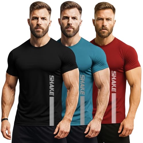 Image of 3Colours RGB Active Fit Men's Sports T-Shirt - Lightweight Quick Dry Polyester Gym & Running Wear-Shake
