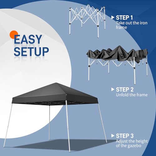 Bonnlo Pop Up Gazebo Tent, 3 M x 3M Base / 2.4 M x2.4 M Top, Easy Setup Outdoor Tent Canopy with Carry Bag, Portable Canopies for Camping, Patio, Outdoor Gazebo Slant Legs, Instant Shelter Canopies 6 Bonnlo Pop Up Gazebo Tent, 3 M x 3M Base / 2.4 M x2.4 M Top, Easy Setup Outdoor Tent Canopy with Carry Bag, Portable Canopies for Camping, Patio, Outdoor Gazebo Slant Legs, Instant Shelter Canopies - Image 6
