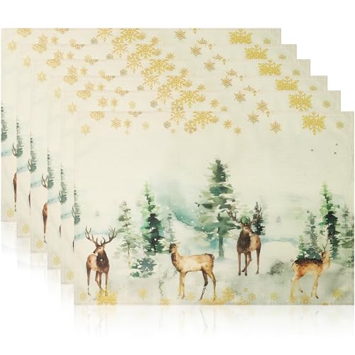 NVGVUP 6 Stück Platzset Weihnachten Abwaschbar: Tischset Weihnachten...