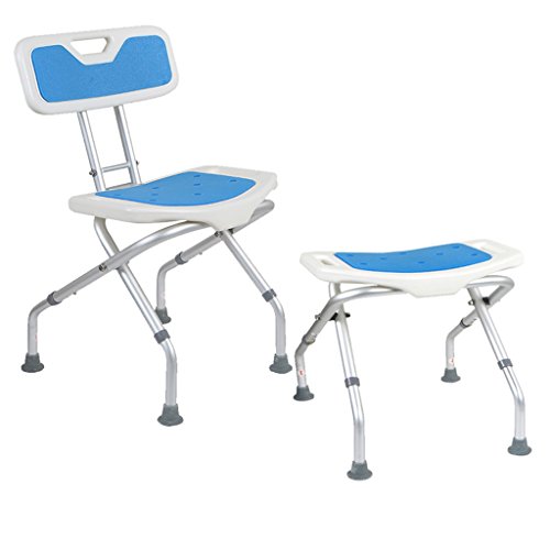 Tabouret de douche en aluminium avec dossier et siège réglable pour senior - 7