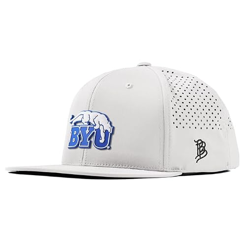 Branded Bills Officially Licensed x Brigham Young Cougars White Flat Performance BYU Cougars PVC