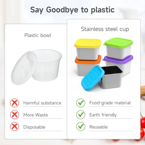 SOPHICO Recipientes de lanche de aço inoxidável para crianças, pequeno recipiente de armazenamento d