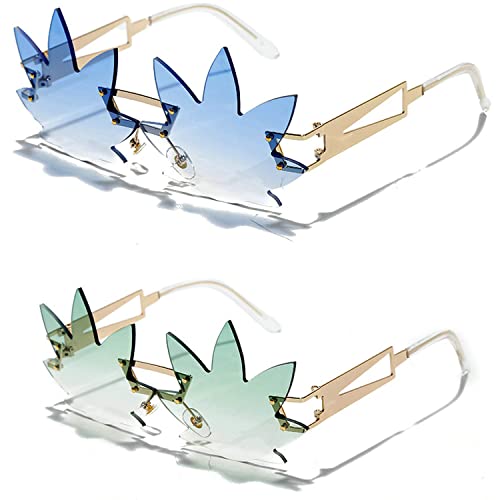 Image of Vintage Punk Sunglasses Men Women 2020 Fashion Colorful Rimless Leaf-shaped Sun Glasses