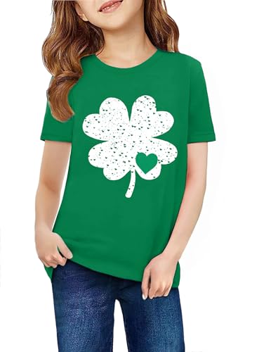 Arshiner Girls St.Patricks Day Shirts Crew Neck T-Shirts Short Sleeve Green Shirt for Kids Tops