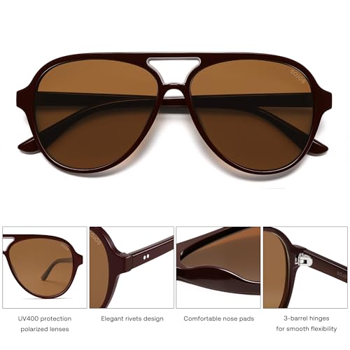 Image of SOJOS Classic Polarized Aviator Sunglasses for Women Men, Retro Trendy Aviators Shades SJ2201