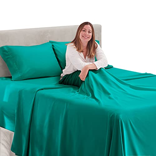 Image of Hearth & Harbor Extra Deep Pocket Twin XL Sheets - 3 Piece Hotel Luxury Twin XL Sheet Set Fits Up to 24 inch Mattress - Soft Luxury Twin XL Bed Sheet Set - Soft & Breathable, Twin XL, Teal