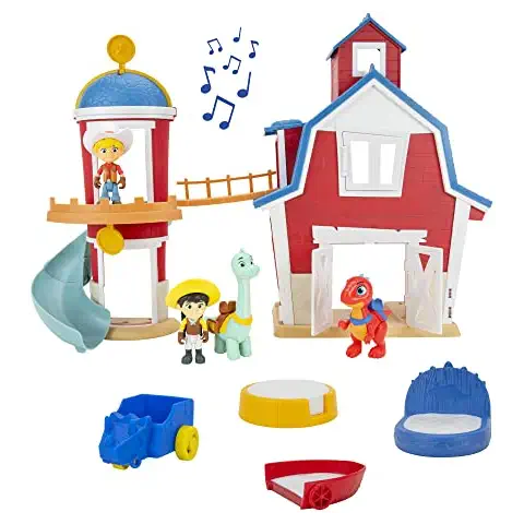 Dino Ranch Clubhouse,Large 12-Inch Playset with Lights & Sound,Features Silo with Slide,Bridge,Extendable Room,2 Dino Ranchers,2 Dinos - Toys for Kids - Amazon Exclusive Cover