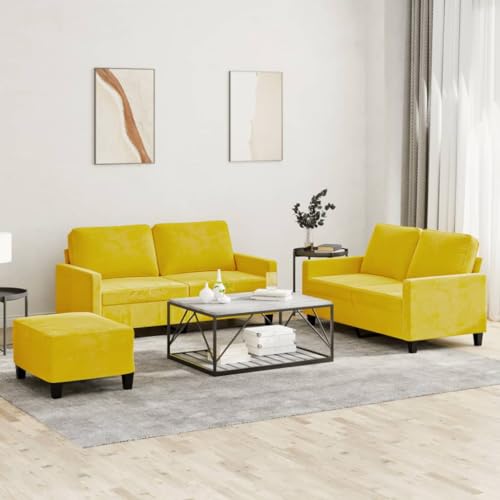Brokky Juego de sofás con Cojines 3 Piezas Sofas de Salon sofá con Cojines Terciopelo Amarillo / 3201512