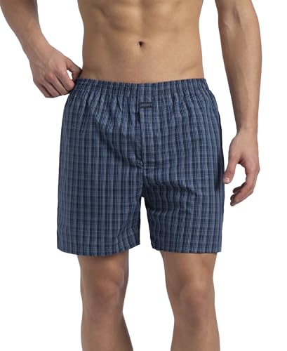 Image of Jockey 1223 Men Super Combed Mercerized Cotton Woven Checkered Boxer Shorts with Side Pocket (Pack of 2, Colors & Prints May Vary)