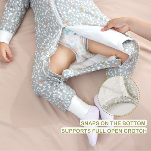 Image of Super Soft Removable Long Sleeve 2.5 TOG Sleep Sack with Legs, 100% Cotton Winter Toddler Sleeping Sack with Feet, Graphic, Size M