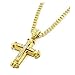 Clearance Sale!Funic Men/Women's Sharp Sides Rhinestone Cross Pendant Hip-hop Cuban Necklace Chain (Gold)