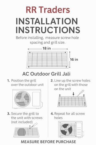 Image of AC Outdoor Unit Grill Jali - 1.5 Ton (18x18 Inch, Screw Type-Up) | Protective Plastic Cover Guard for Split AC Outdoor Unit