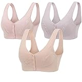 3Pack Everyday Cotton Snap Padded Bras - Women's Front Lace Close Builtup Sports Push Up Bra with Pa