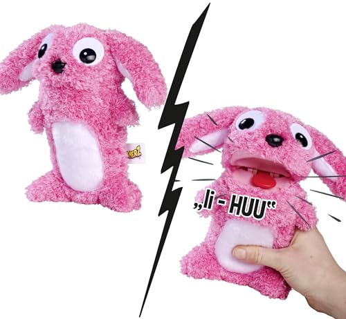 Simba 105953332 ScreamerZ Hase „Rambling Rabbit“ mit Sound - witziges Kuscheltier mit Schrei-Geräuschen - Plüschfigur für Kinder ab 5 Jahre, ca. 30 cm, rosa